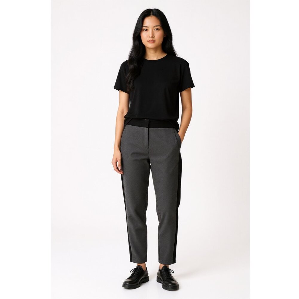 NEW TAILORED Rebecca Taylor Gabardine Tuxedo Stripe Pant Size 00 Gray Black $395